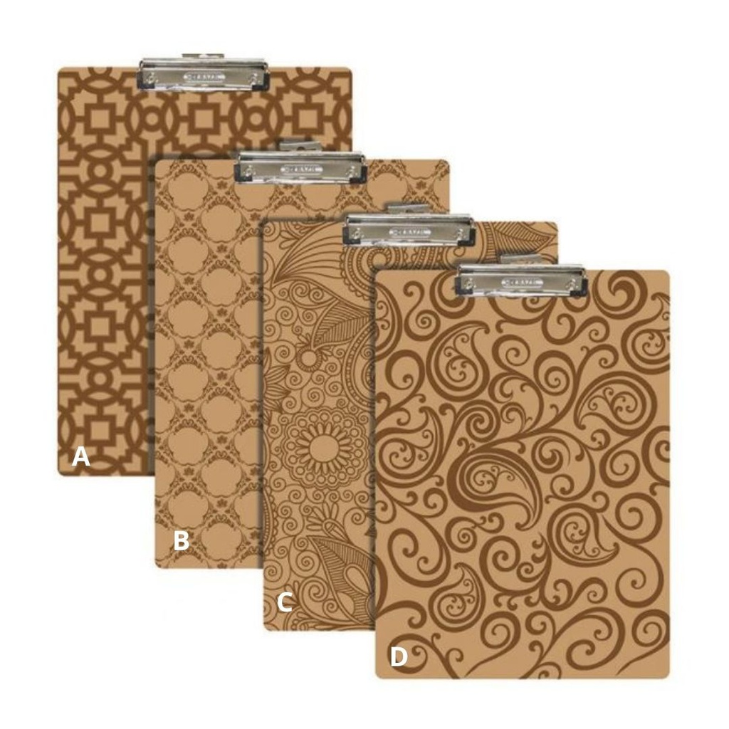 D-1809-BAZIC Standard Size Pattern Hardboard Clipboard w/ Low